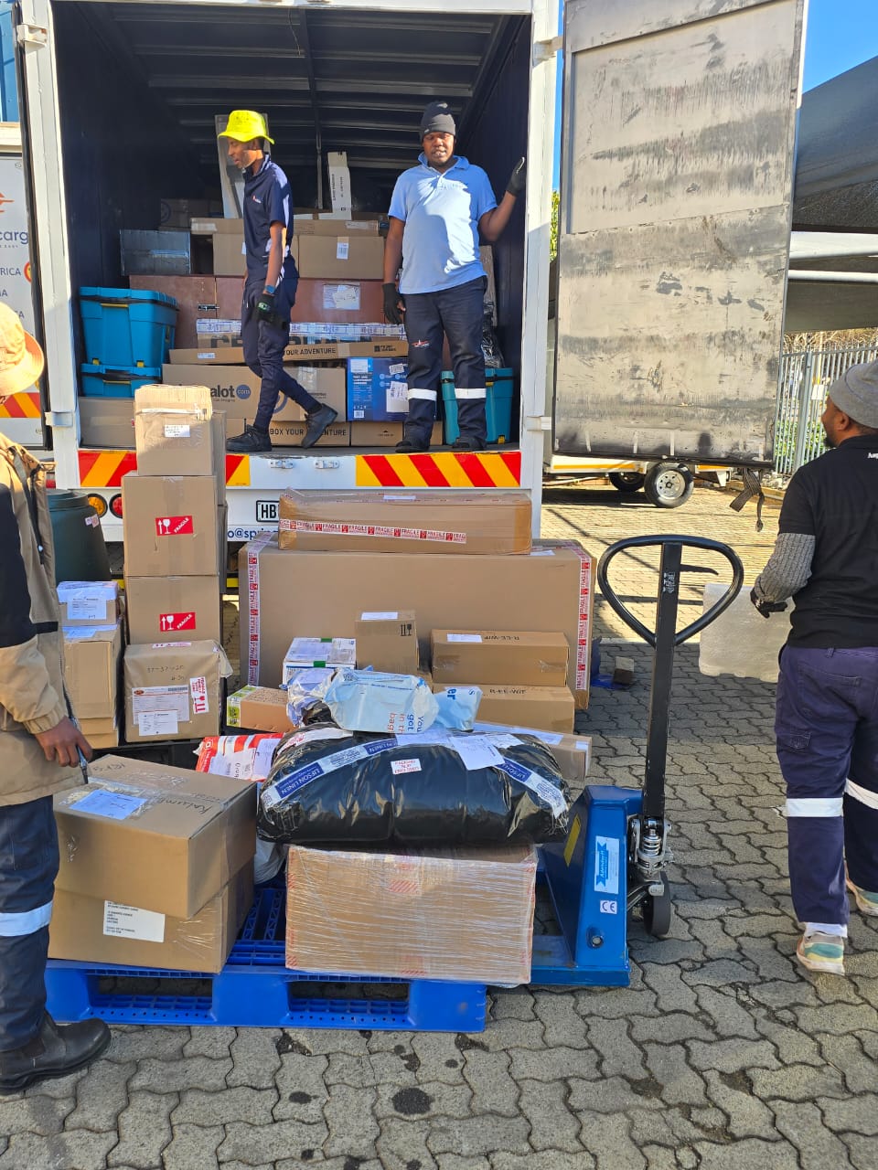 Procured goods from suppliers ready for loading